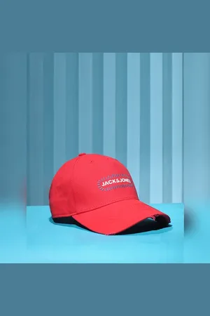 JACK & JONES Red Logo Print Baseball Cap