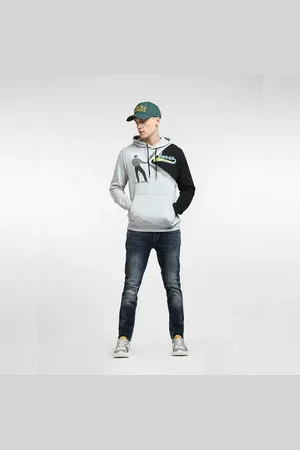 JACK & JONES Grey Colourblocked Hooded Sweatshirt