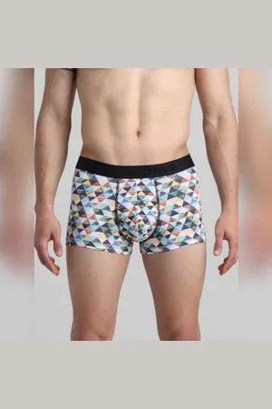 JACK & JONES White Tropical Check Print Trunks