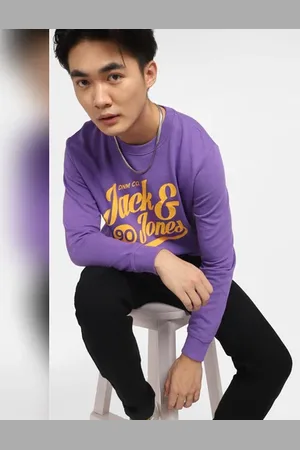 JACK & JONES Purple Logo Print Sweatshirt