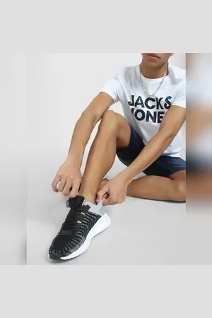 JACK & JONES Black Mesh Detail Lace-Up Sneakers