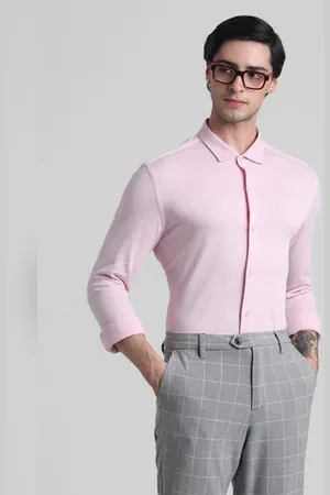 JACK & JONES Light Pink Knitted Full Sleeves Shirt