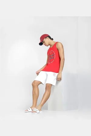 JACK & JONES White Mid Rise Printed Sweatshorts