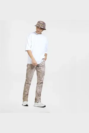 JACK & JONES Beige Low Rise Colourblocked Glenn Slim Fit Jeans
