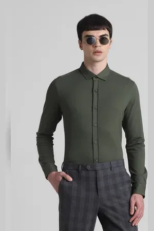 JACK & JONES Green Slim Fit Full Sleeves Shirt