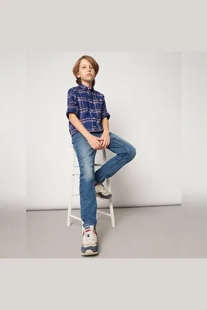 JACK & JONES Boys Blue Mid Rise Regular Fit Jeans