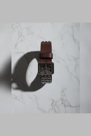 JACK & JONES Brown Studded Leather Belt