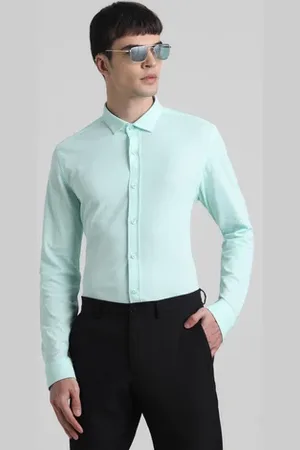 JACK & JONES Green Knitted Full Sleeves Shirt