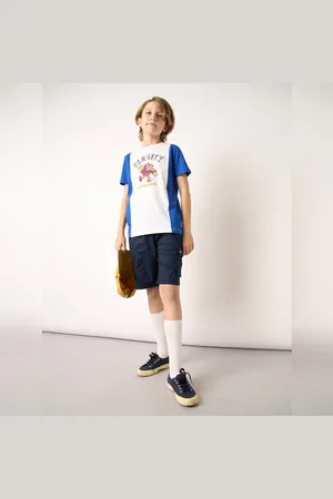 JACK & JONES Boys Blue Cotton Cargo Shorts