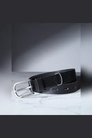 JACK & JONES Black Leather Cut-Out Detail Belt