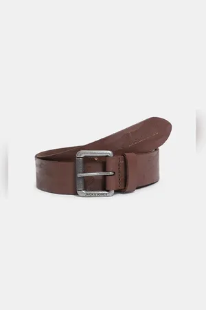 JACK & JONES Brown Leather Textured Belt