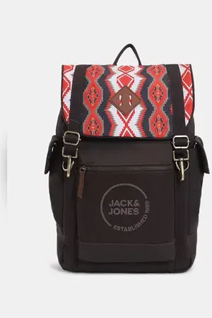 JACK & JONES Dark Brown Aztec Print Backpack