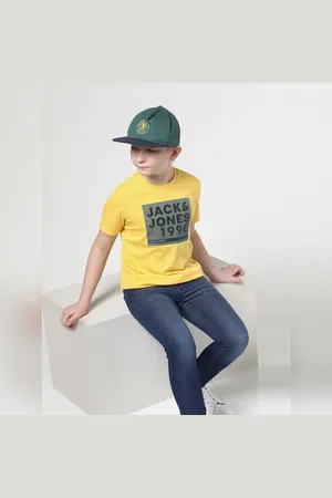 JACK & JONES Boys Yellow Logo Print T-shirt