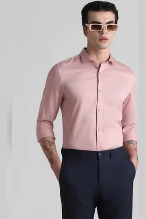 JACK & JONES Pink Full Sleeves Solid Shirt