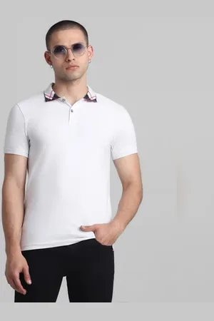 JACK & JONES White Jacquard Polo T-shirt
