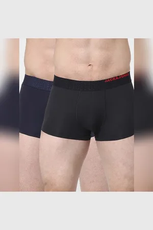 JACK & JONES Pack of 2 Black & Dark Grey Logo Print Trunks
