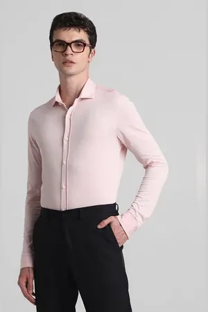 JACK & JONES Light Pink Knitted Full Sleeves Shirt