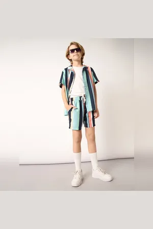 JACK & JONES Boys Multi-Colour Striped Co-ord Set Shirt