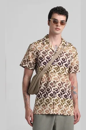 JACK & JONES Beige Printed Short Sleeves Shirt