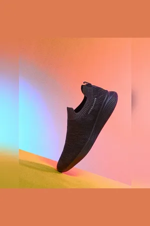 JACK & JONES Black Knitted Slip On Sneakers