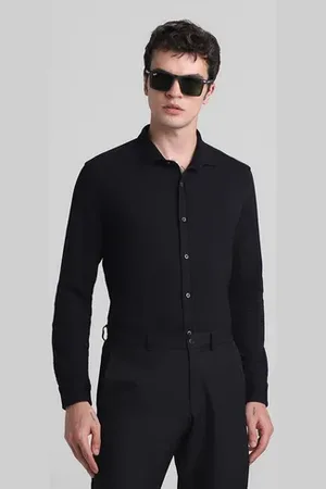 JACK & JONES Black Knitted Full Sleeves Shirt