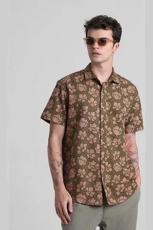 JACK & JONES Green Floral Short Sleeves Shirt