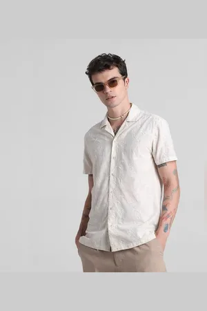 JACK & JONES Off-White Embroidered Short Sleeves Shirt