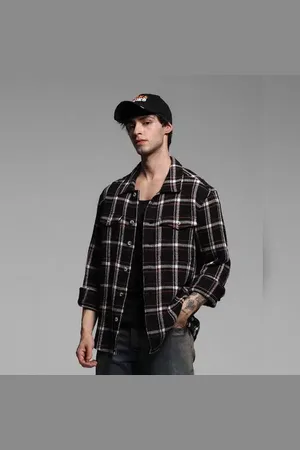 JACK & JONES Black Waffle Check Full Sleeves Shirt