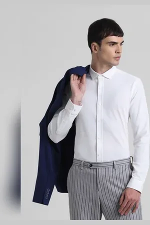JACK & JONES White Knitted Full Sleeves Shirt