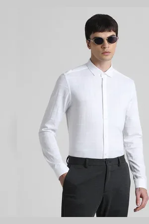 JACK & JONES White Knitted Cotton Shirt