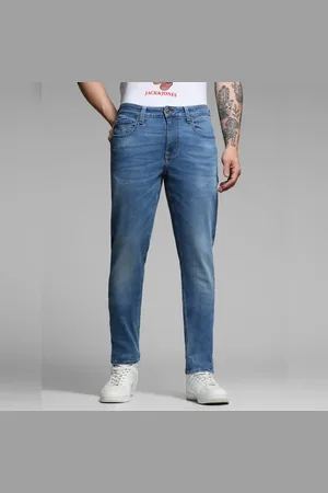 JACK & JONES Light Blue Mid Rise Washed Brak Slim Fit Jeans