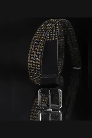 JACK & JONES Black Studded Leather Belt