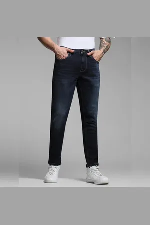 JACK & JONES Dark Blue Mid Rise Washed Brak Slim Fit Jeans
