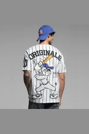 JACK & JONES White Striped Drop Shoulder Baseball T-shirt