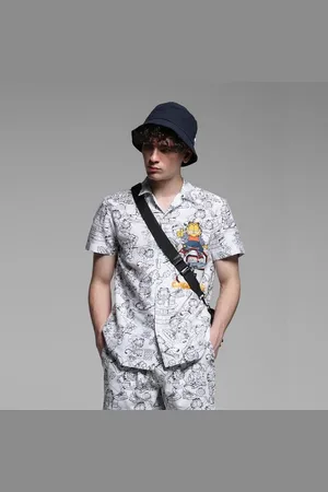 JACK & JONES JACK&JONES X GARFIELD White Printed Co-ord Set Shirt