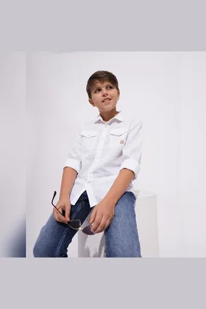 JACK & JONES Boys White Full Sleeves Shirt