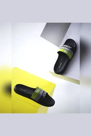JACK & JONES Black Logo Print Pool Sliders