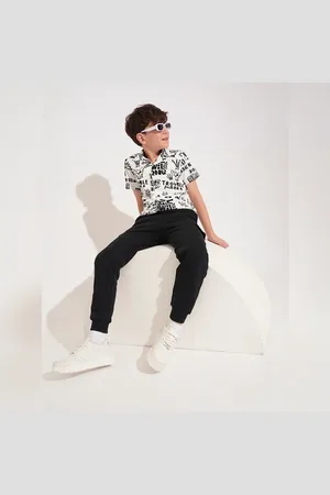 JACK & JONES Boys White Printed Short Sleeves Shirt