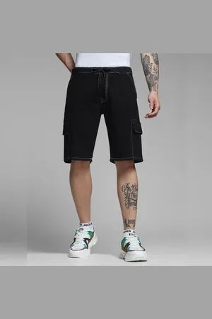 JACK & JONES Black Contrast Stitch Cargo Shorts