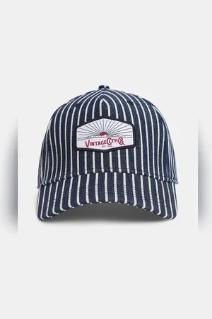 JACK & JONES Dark Blue Denim Striped Cap