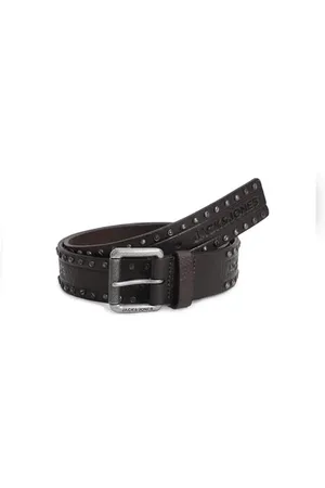 JACK & JONES Dark Brown Studded Leather Belt