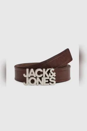 JACK & JONES Brown Logo Buckle Leather Belt