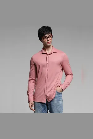 JACK & JONES Pink Knitted Full Sleeves Shirt
