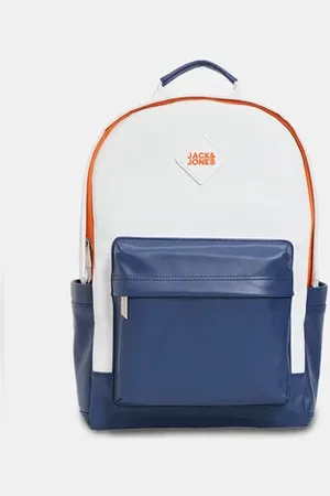 JACK & JONES White Colourblocked Backpack
