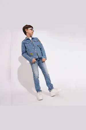 JACK & JONES BOYS Blue Heavily Washed Regular Fit Jeans