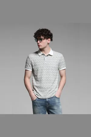 JACK & JONES GREEN GEOMATRIC PRINT POLO