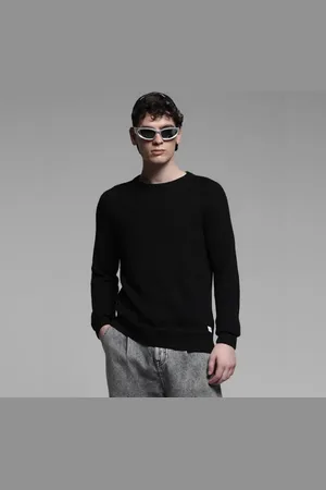 JACK & JONES BLACK KNITTED PULLOVER