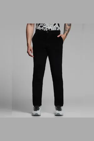 JACK & JONES BLACK LOW RISE CORDUROY CHINOS