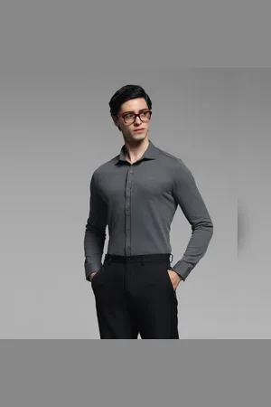 JACK & JONES Dark Grey Knitted Full Sleeves Shirt