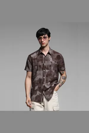 JACK & JONES Brown Printed Lyocell Shirt